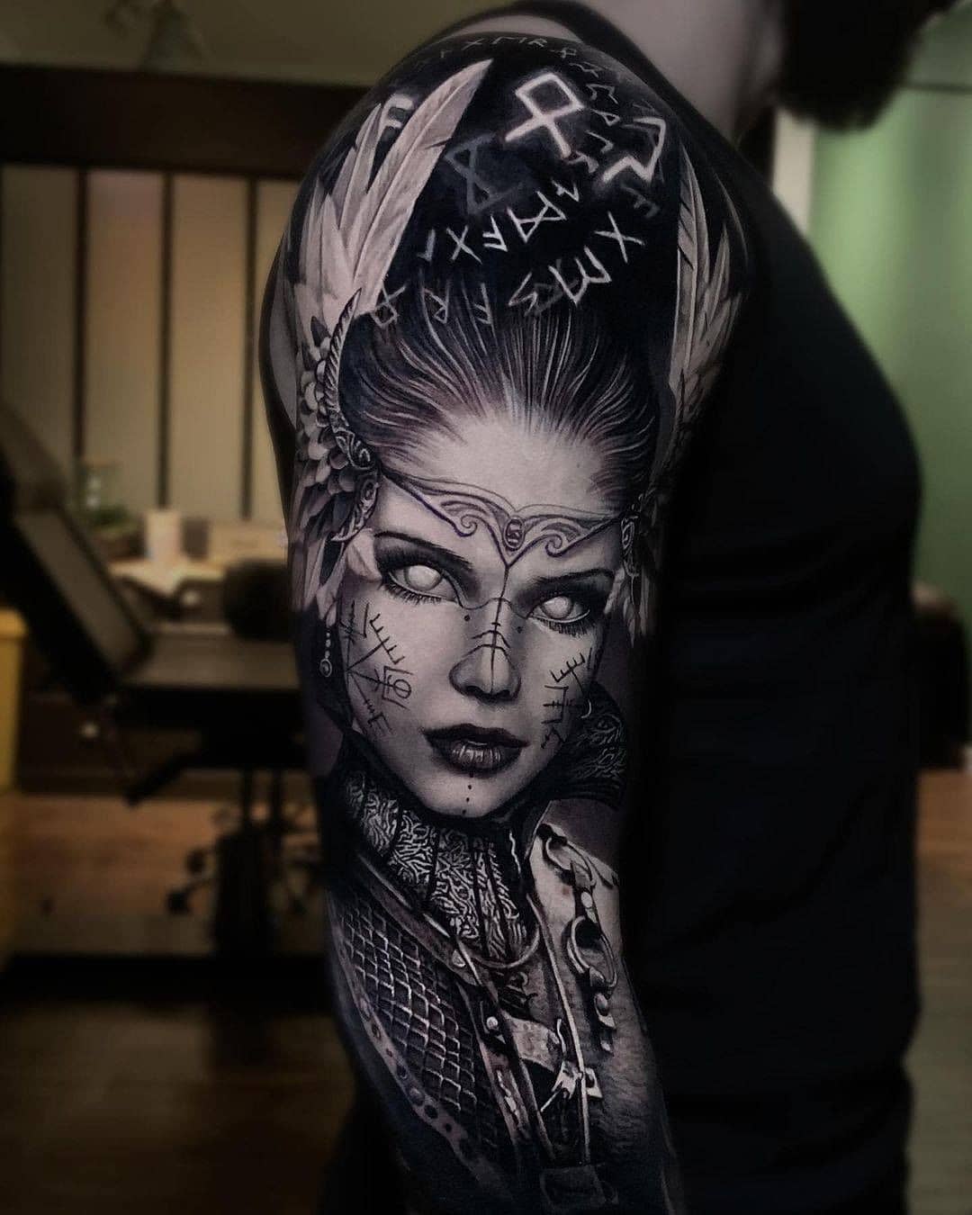 Valkyrie Portrait Nordic Tattoo