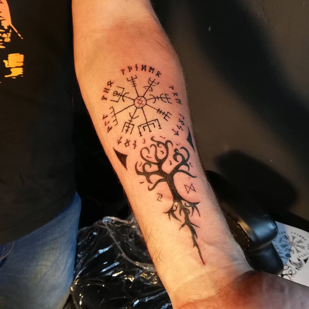 Yggdrasil And Vegvisir Nordic Tattoo
