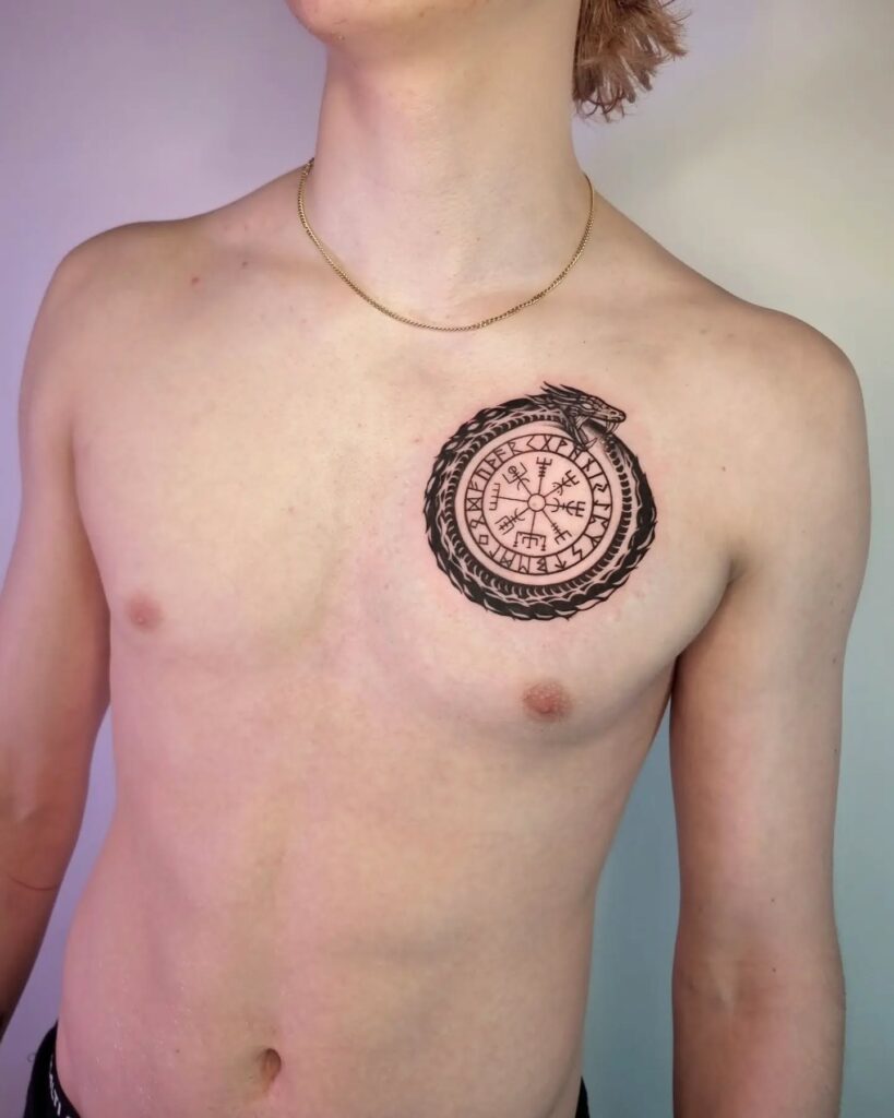 Crocodile Ouroboros Tattoo With Axolotl And Rope