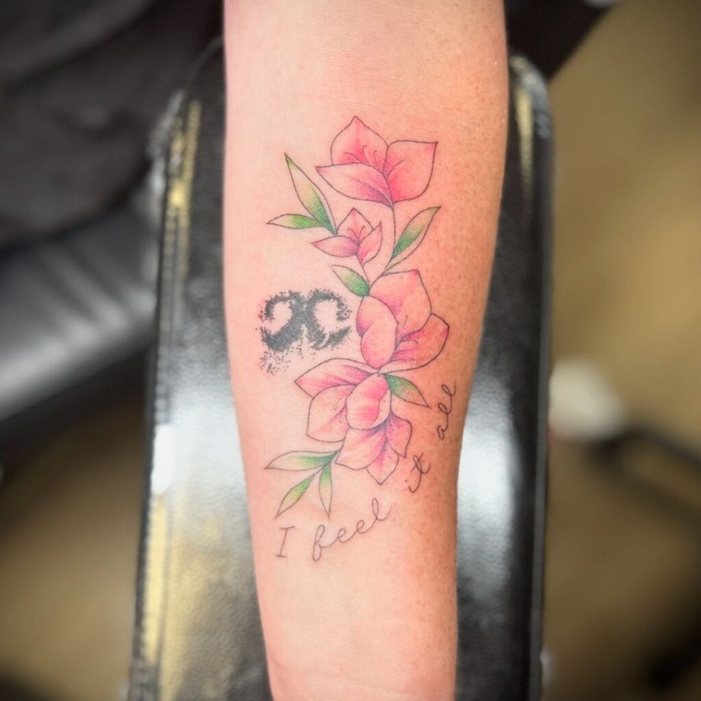Nose Print, Flowers, & Quote pet memorial tattoos tattoo