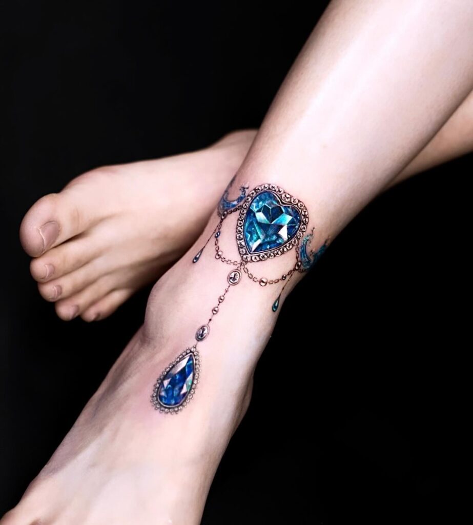 Cute Little Rose Anklet Tattoo