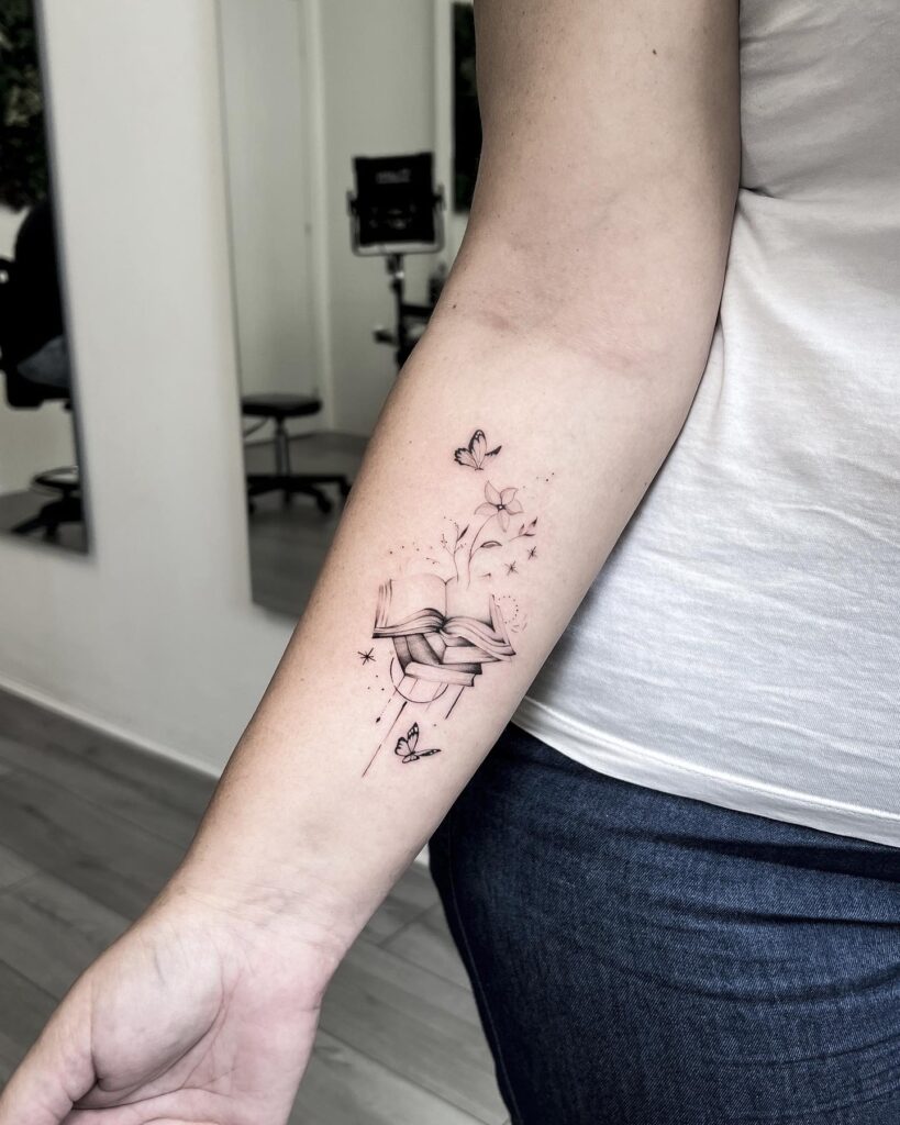 Falling Pages of Knowledge book lover tattoos tattoo