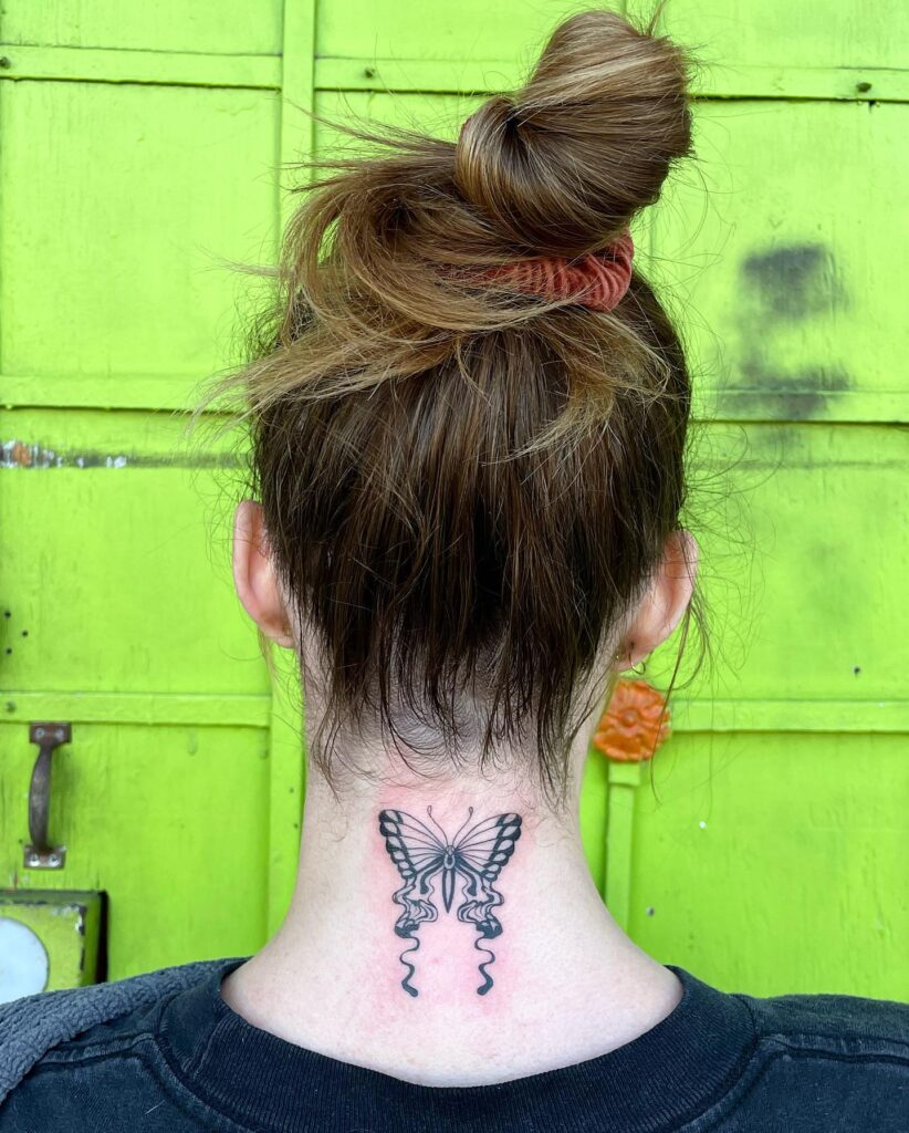 Mandala-Inspired Floral Neck Tattoo