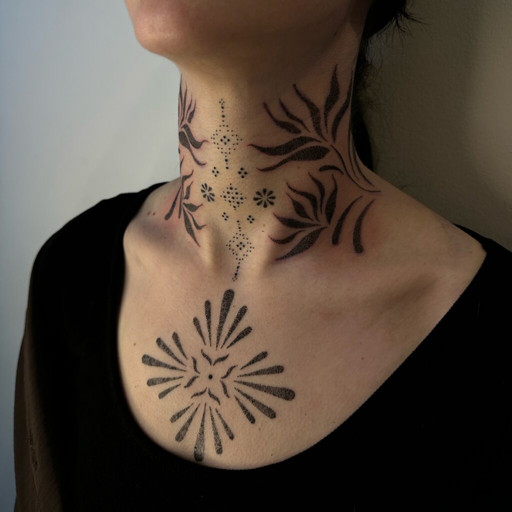 Mandala Light And Divine Feminine Neck Tattoo