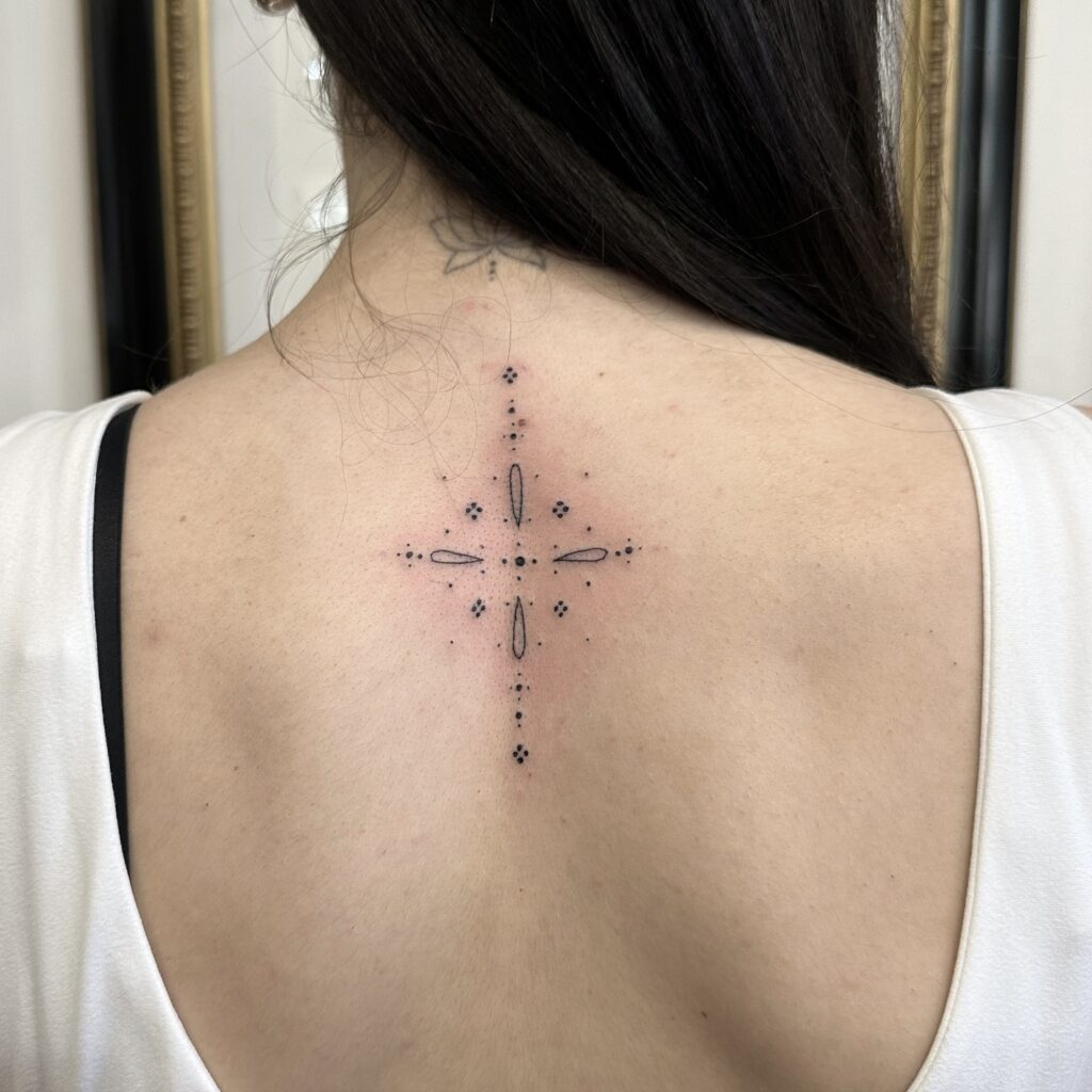 Ornamental Dotwork Cross cross tattoos for women tattoo