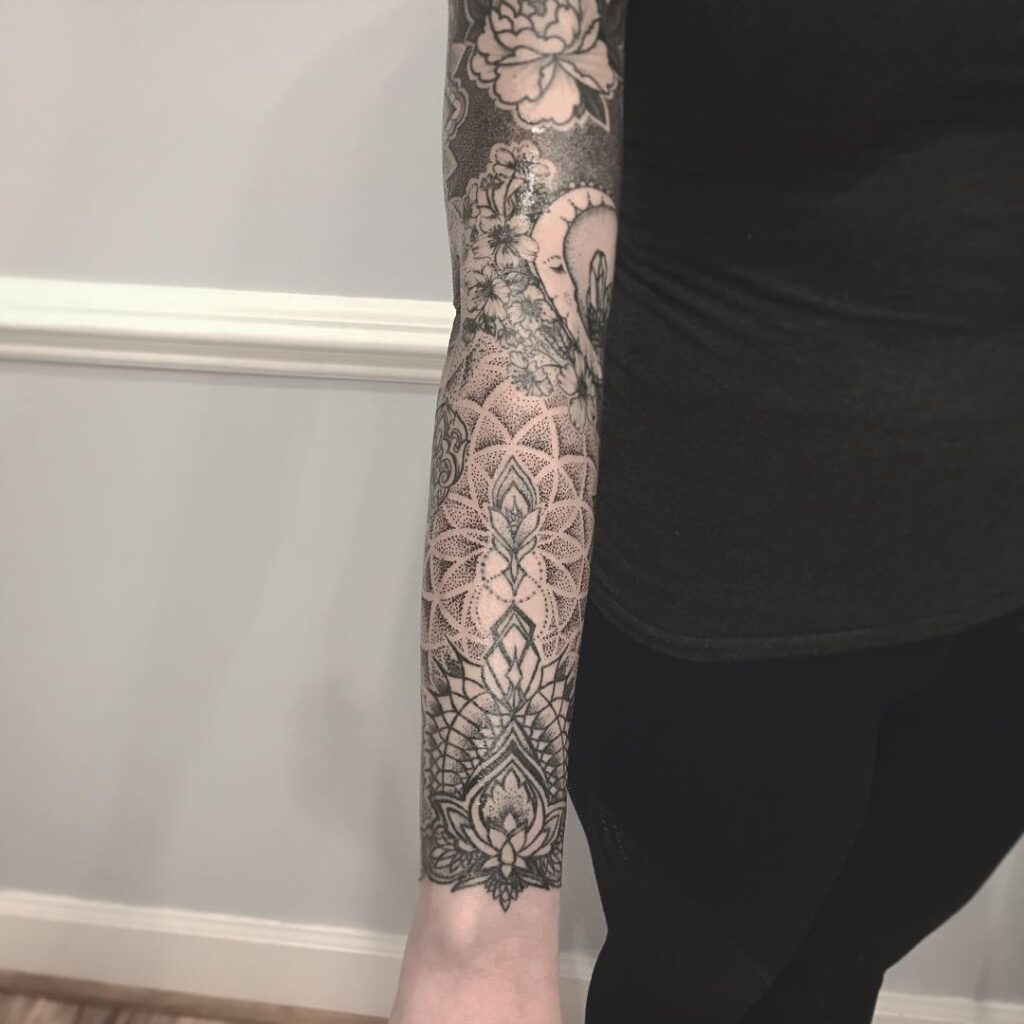 Bloom And Butterfly Sleeve Filler Tattoo Design
