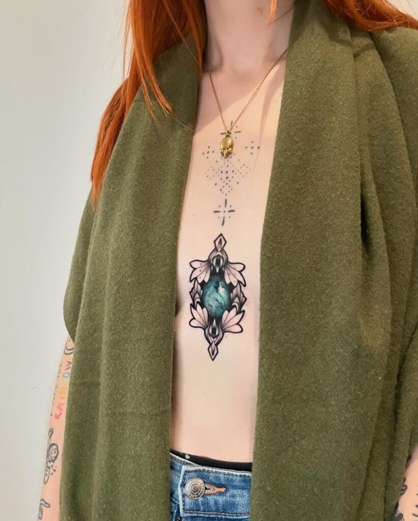 Victorian-Inspired Gem Anklet Tattoo