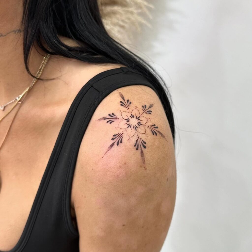 Serpentine Skeleton Shoulder Tattoo