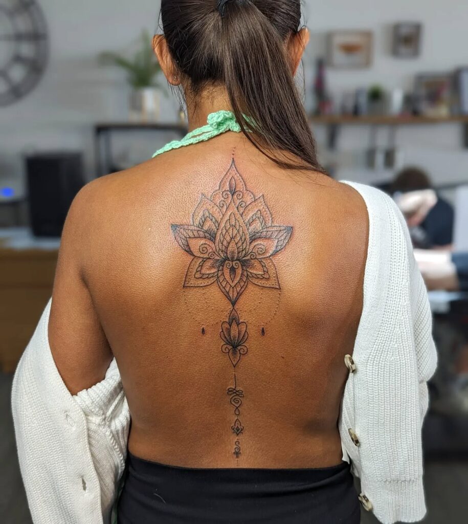 Butterfly Script Spine Tattoo