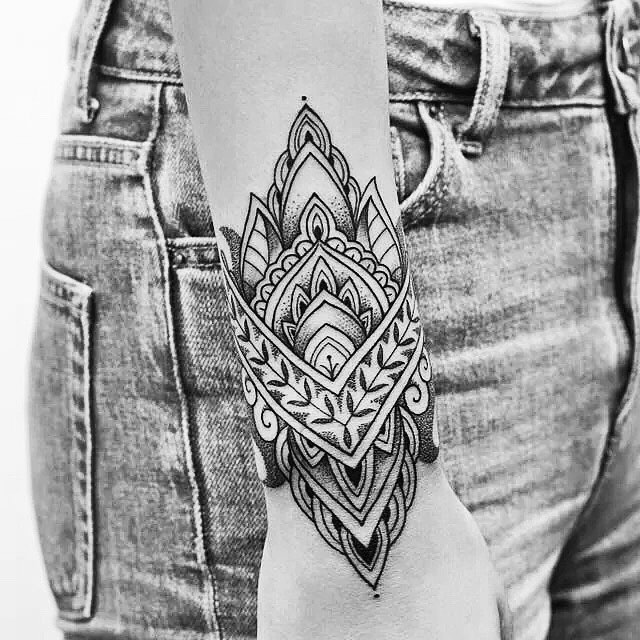 Ornamental Mandala Forearm Tattoo mandala wrist tattoo ideas tattoo