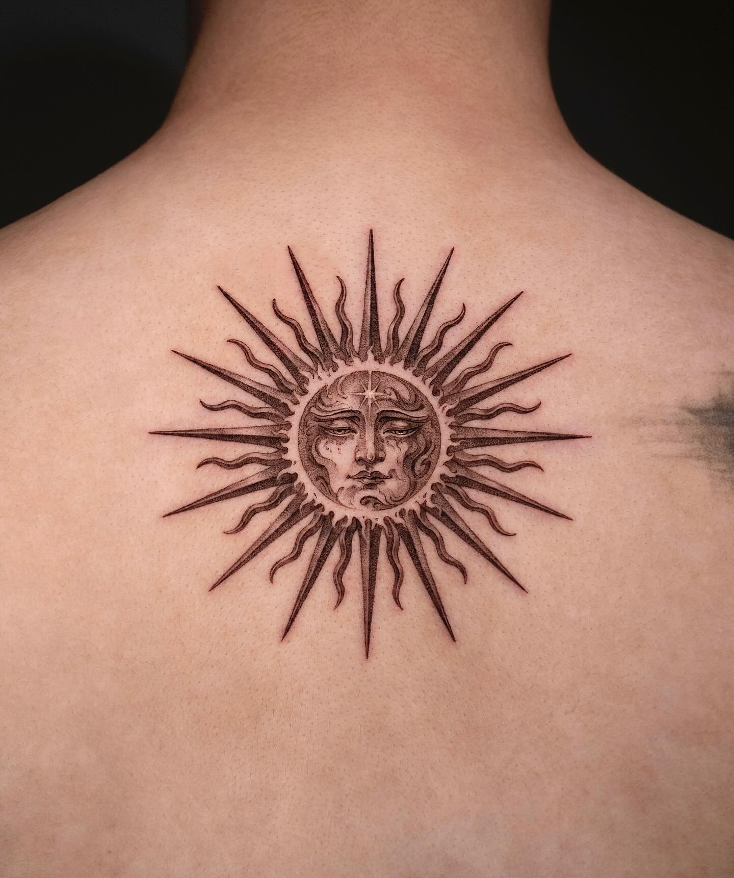 Half Sun Half Moon Face Tattoo sun tattoos ideas tattoo