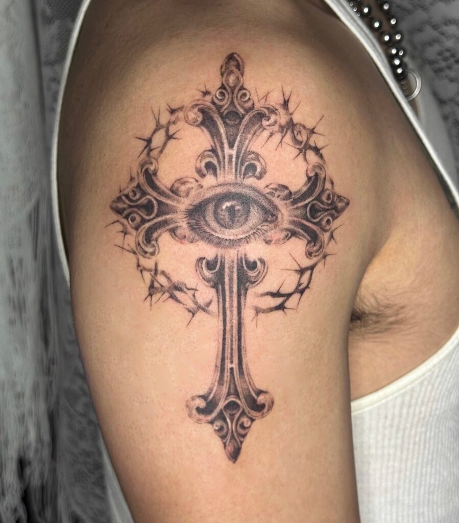 Lion of Judah and Crucifixion Forearm Tattoo christian tattoos tattoo