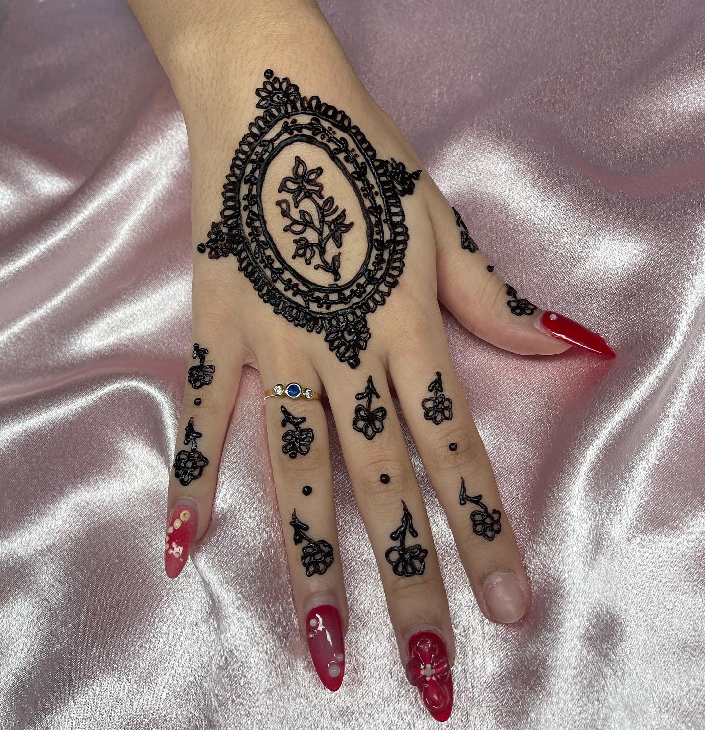 Mandala Style Floral Hand Tattoo