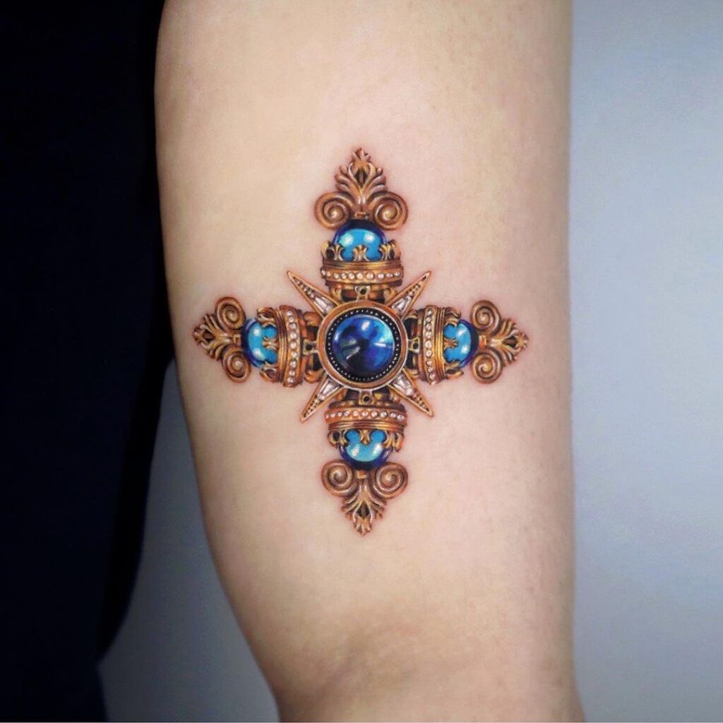 Dual Gem Love Tattoo Ruby And Diamond