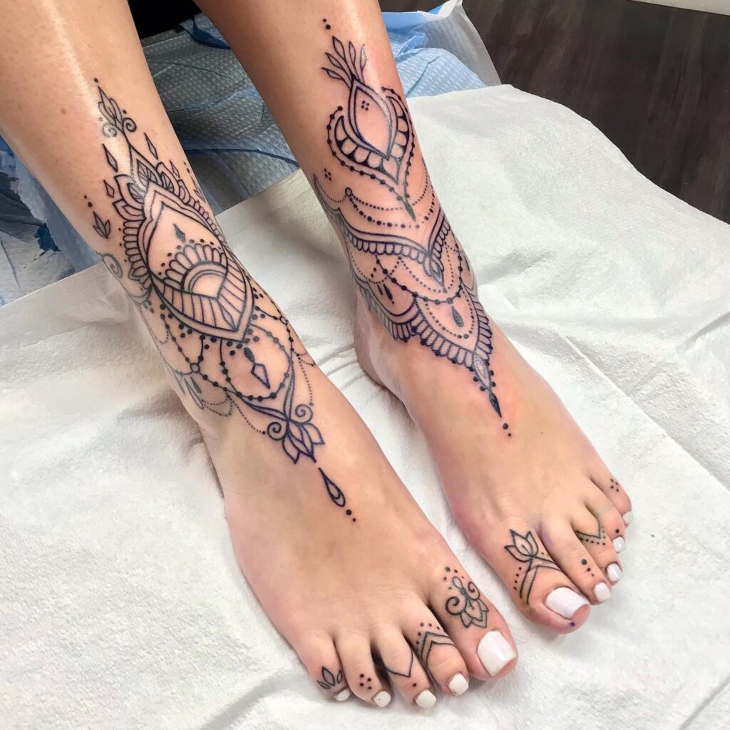 Floral Vine Foot Tattoo