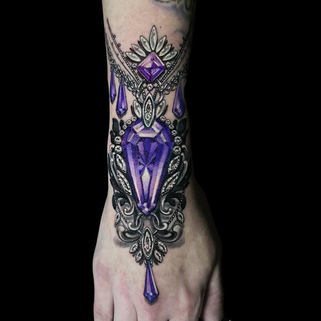 Whimsical Charm Chain Thigh Tattoo