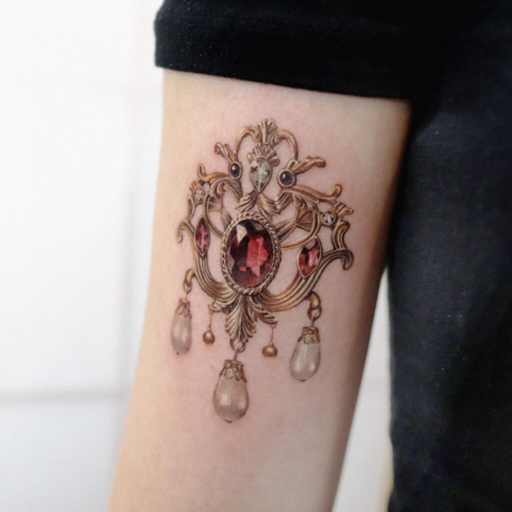 Totoro Jewel Cascade Thigh Tattoo