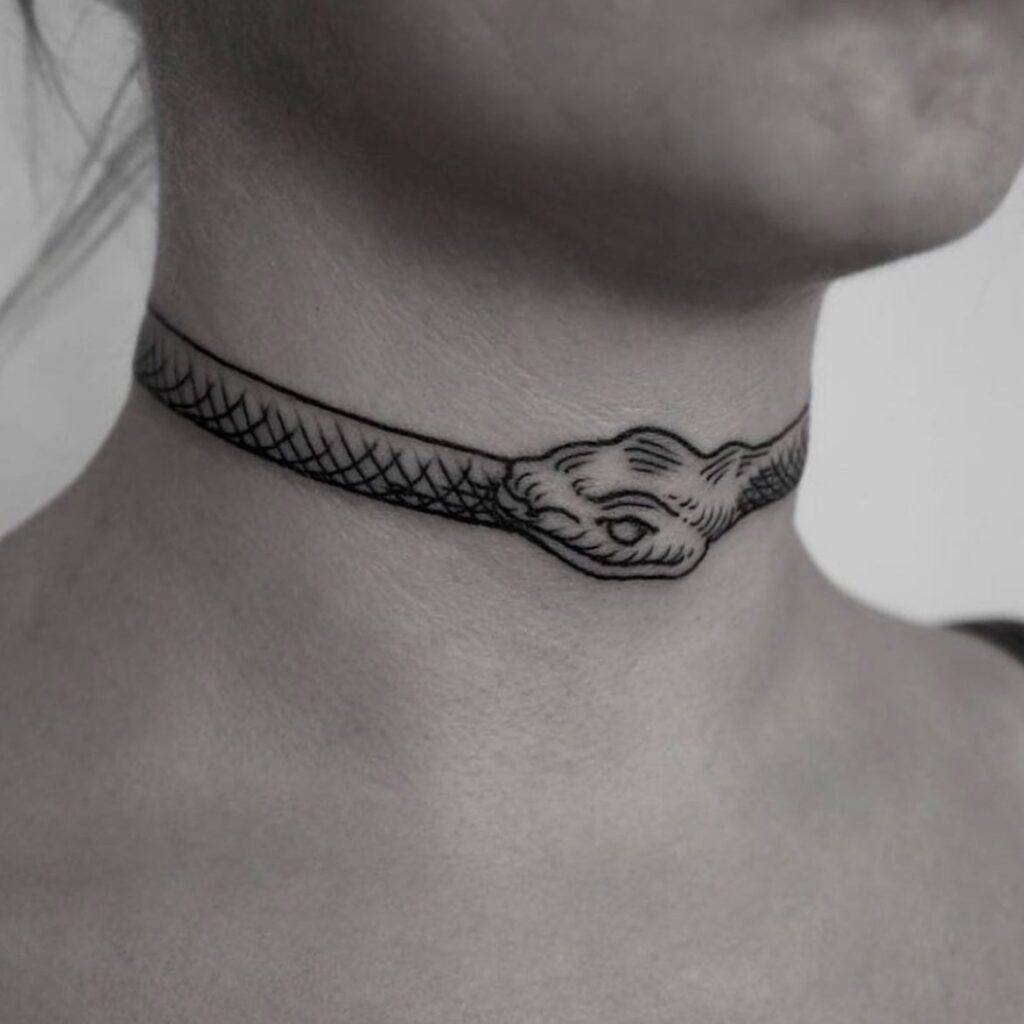 Red Ink Dragon Ouroboros Tattoo