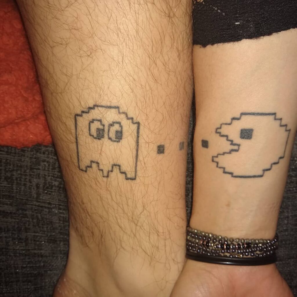 Pac-Man and Ghost Sibling Tattoo brother sister tattoos tattoo