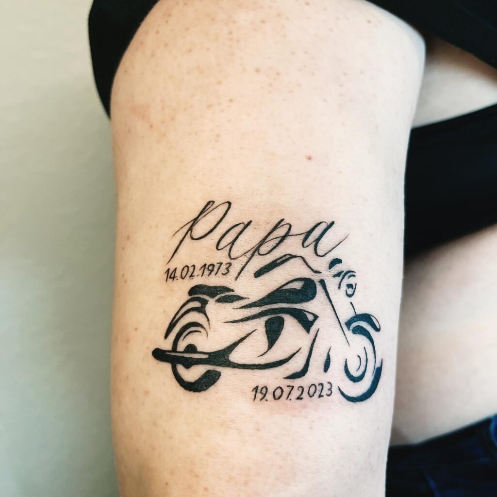 Papa Motorcycle Memorial Tattoo with Dates dad memorial tattoos tattoo