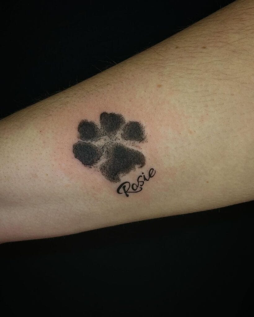 Paw Print & Name pet memorial tattoos tattoo