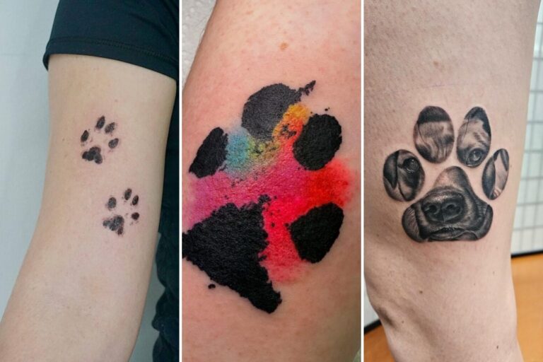 Aesthetic paw print tattoo ideas and delicate ink ideas collage