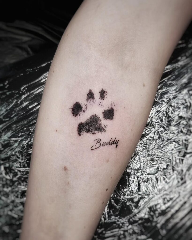 Paw Print Tattoo with Name Tribute paw print tattoo ideas tattoo