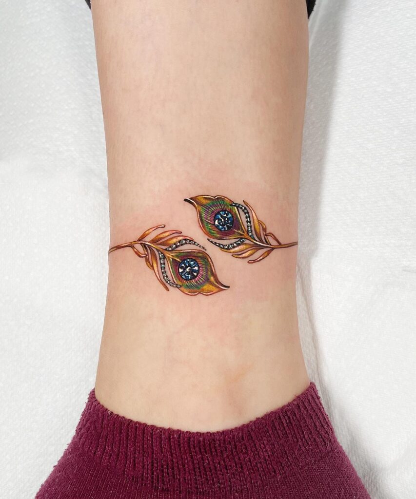 Realistic Floral Ankle Tattoo