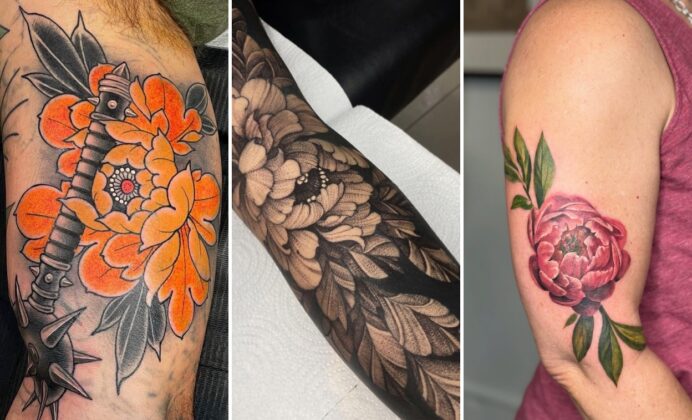 15+ Peony Tattoo Ideas That Wrap the Body With Romantic Petals