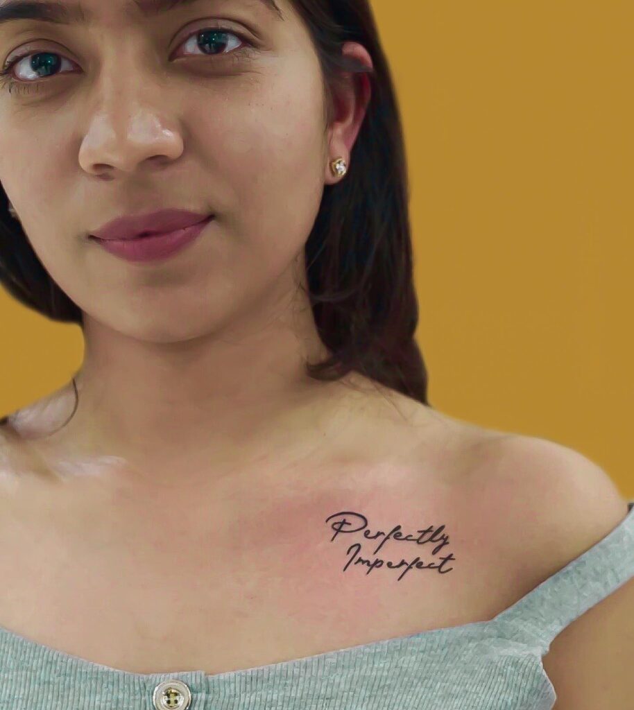 Delicate Floral Vine Collarbone Tattoo