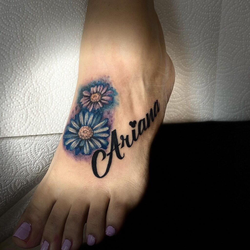 Cosmic Ray And Starburst Foot Tattoos