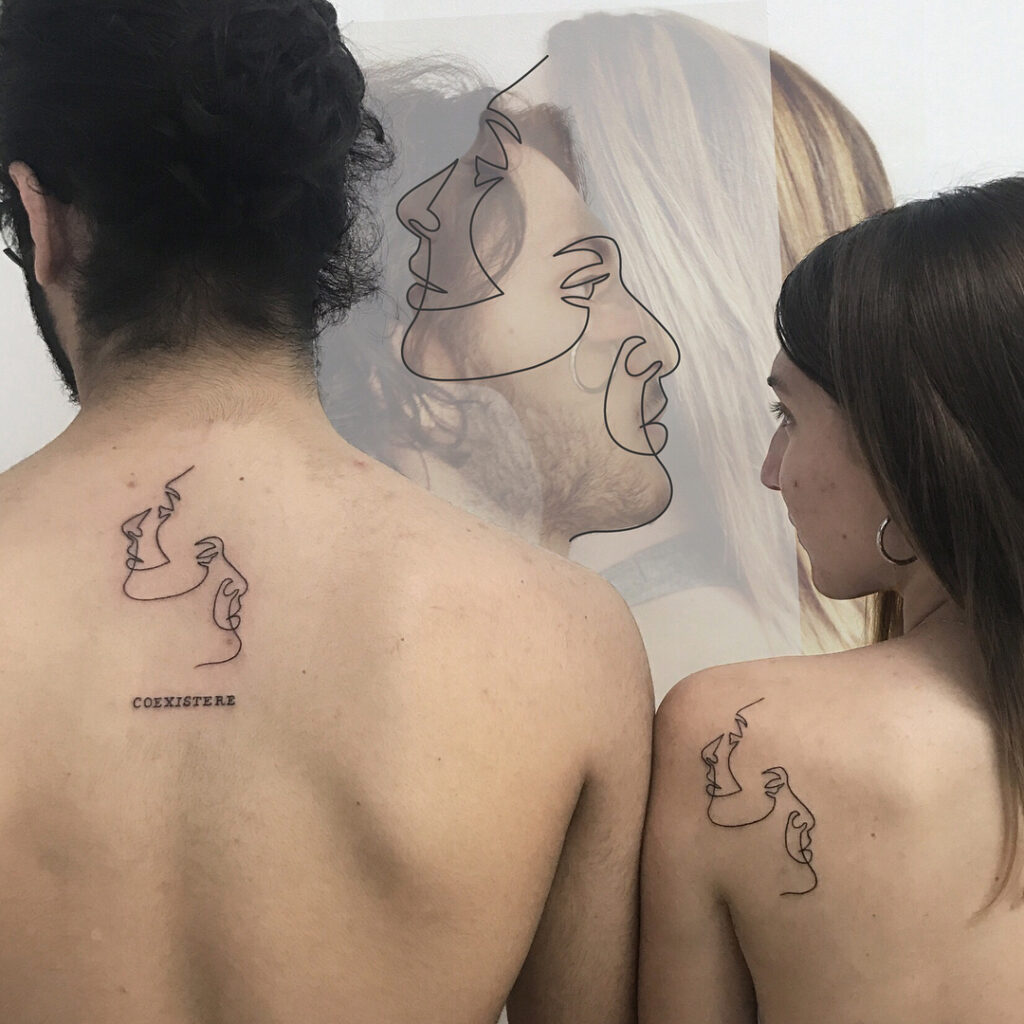 Personalized Line Art Portrait Tattoo brother sister tattoos tattoo
