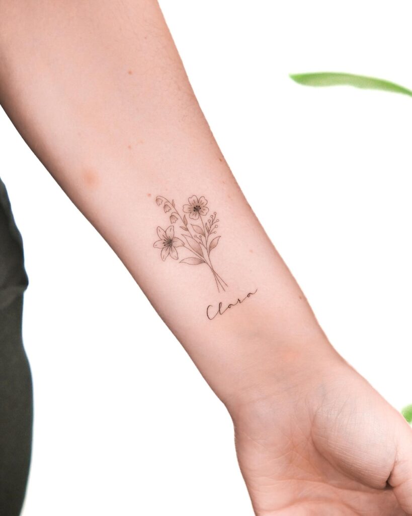 Personalized May Birth Flower Tattoo with Name may birth flower tattoos tattoo