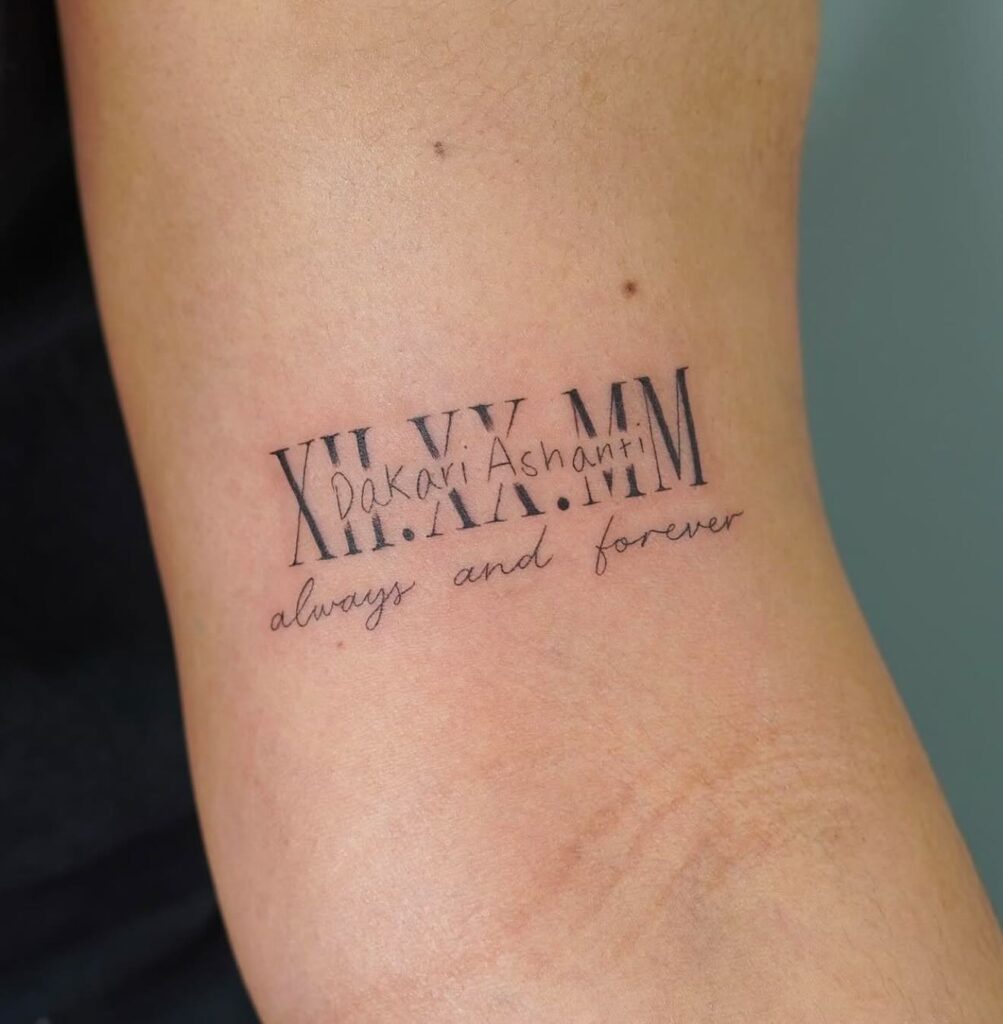 Matching Roman Numerals Couple Tattoo roman numerals tattoos tattoo