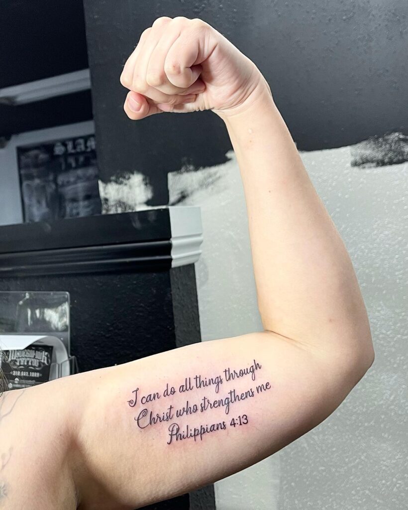 Psalm 23:4 Tattoo with Red Accents bible verse tattoo ideas for men tattoo