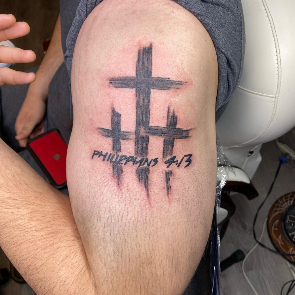 John 3:16 Tattoo with Cloud Design bible verse tattoo ideas for men tattoo