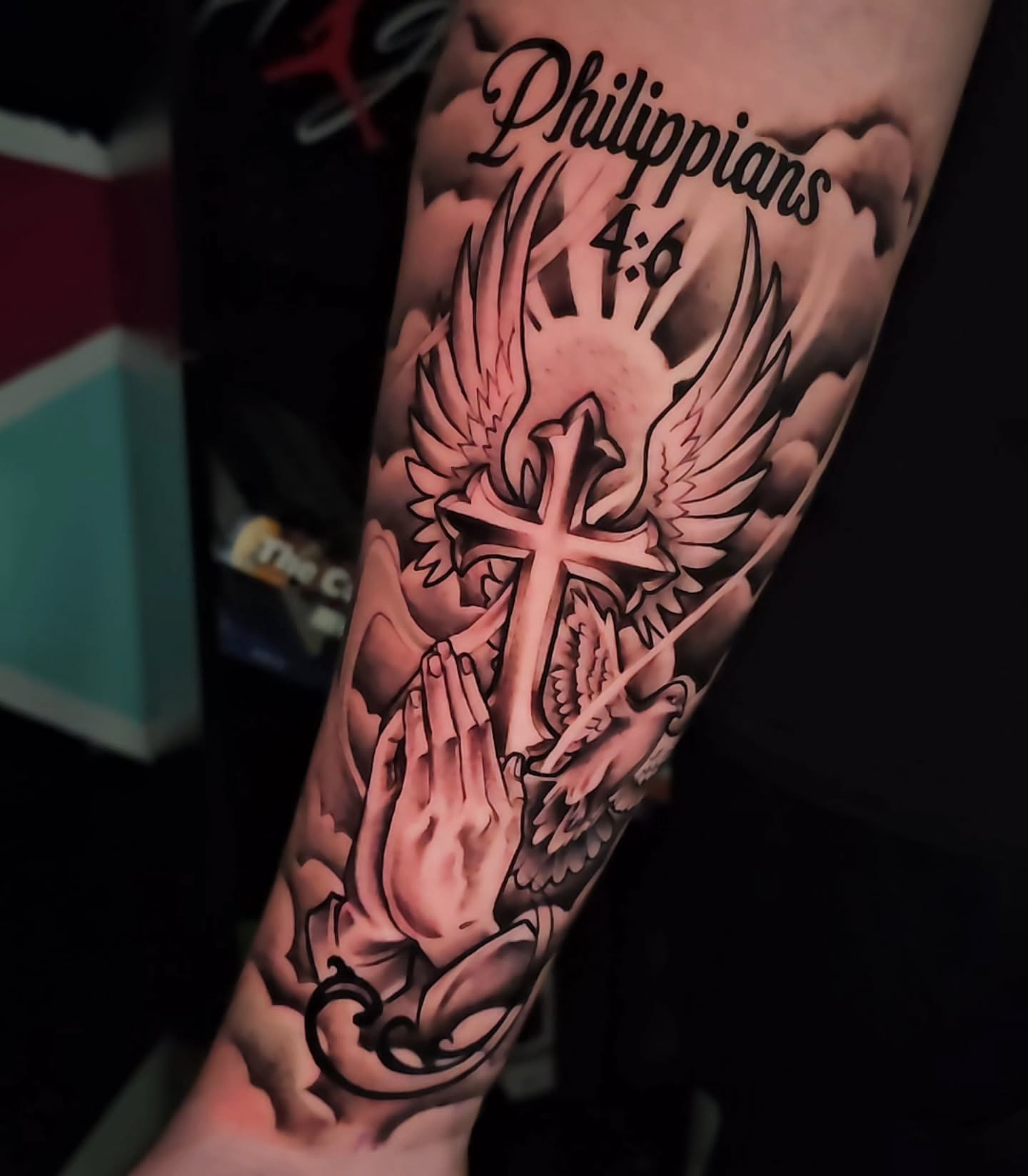 Philippians 46 Praying Hands Tattoo