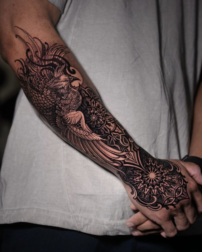 Phoenix and Mandala Half Sleeve Tattoo half sleeve tattoos for men tattoo