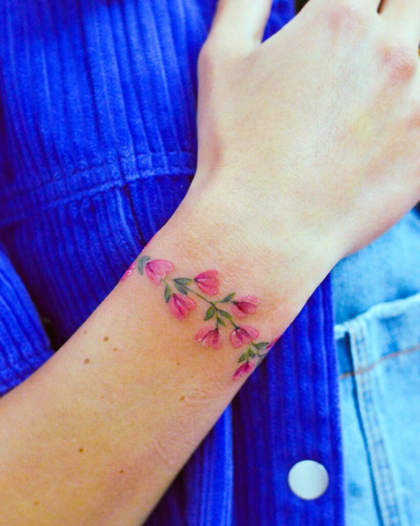 Floral Band Wrist Tattoo