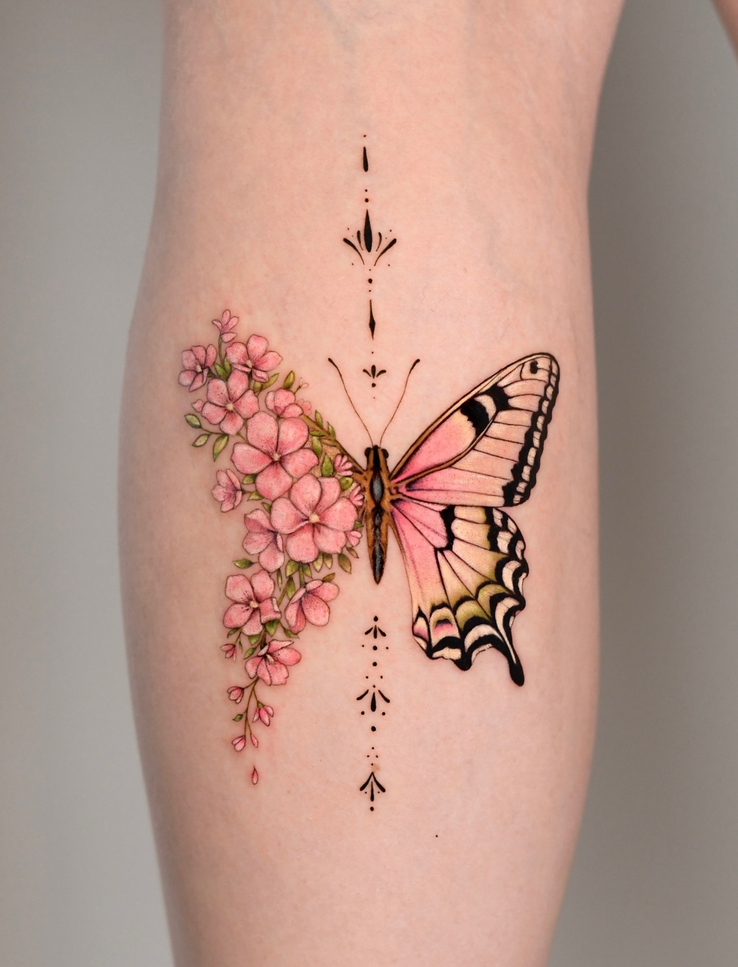 Monarch Half Butterfly Half Daisy Tattoo half butterfly half flower tattoos tattoo