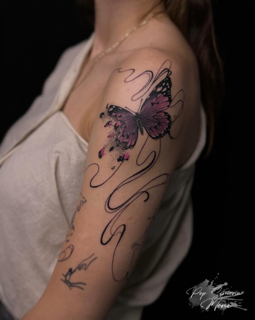 Pink Watercolor Butterfly Tattoo butterfly tattoo designs tattoo