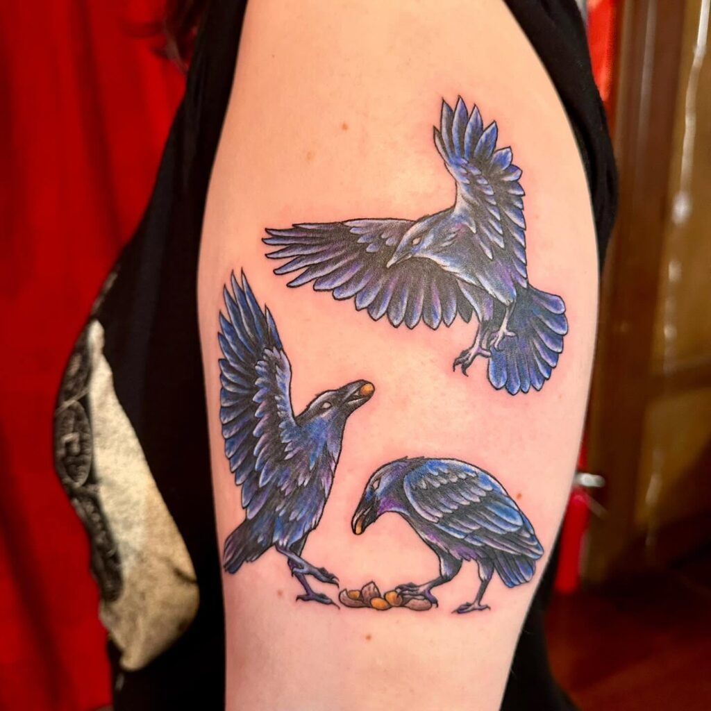 Raven Holding An Eyeball Tattoo