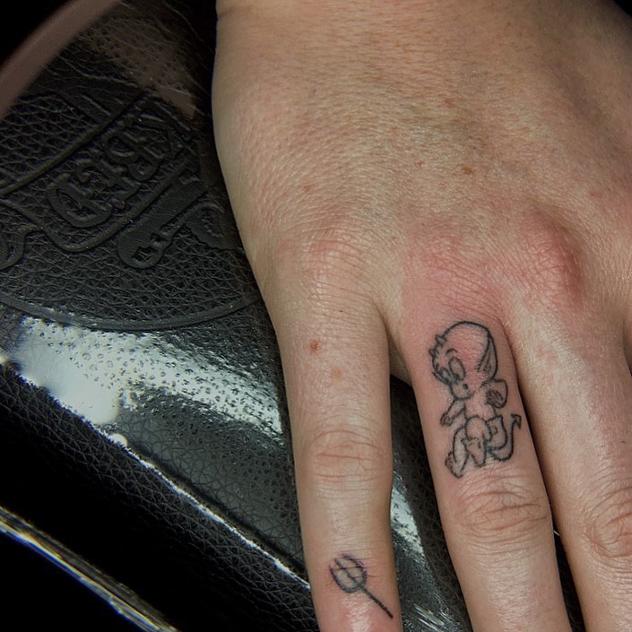 Minimalist Ace Of Spades Finger Tattoo