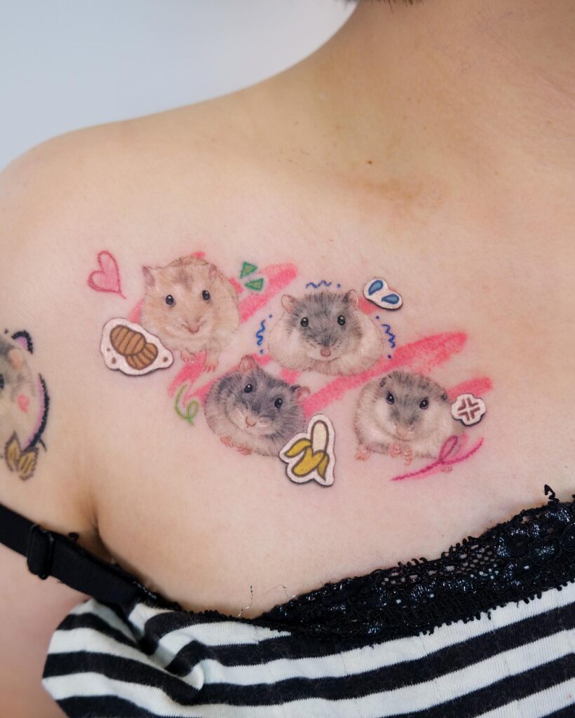 Butterfly And Wildflower Collarbone Tattoo