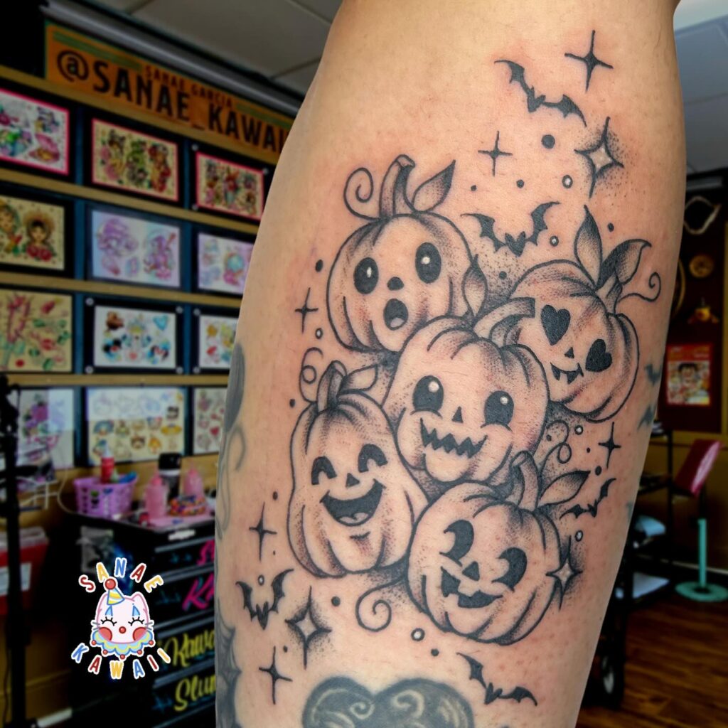 Festive Jack O’ Lantern Halloween Tattoo jack o lantern tattoo ideas tattoo