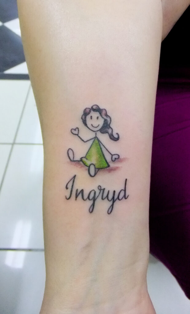 Playful Stick Figure Name Tattoo