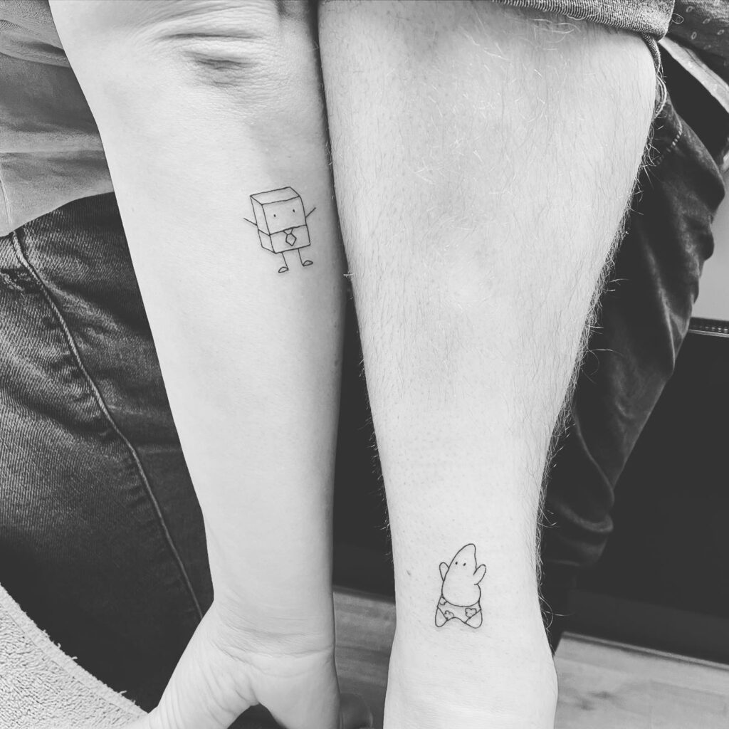 Playful Undersea Best Friends Duo matching sibling tattoo