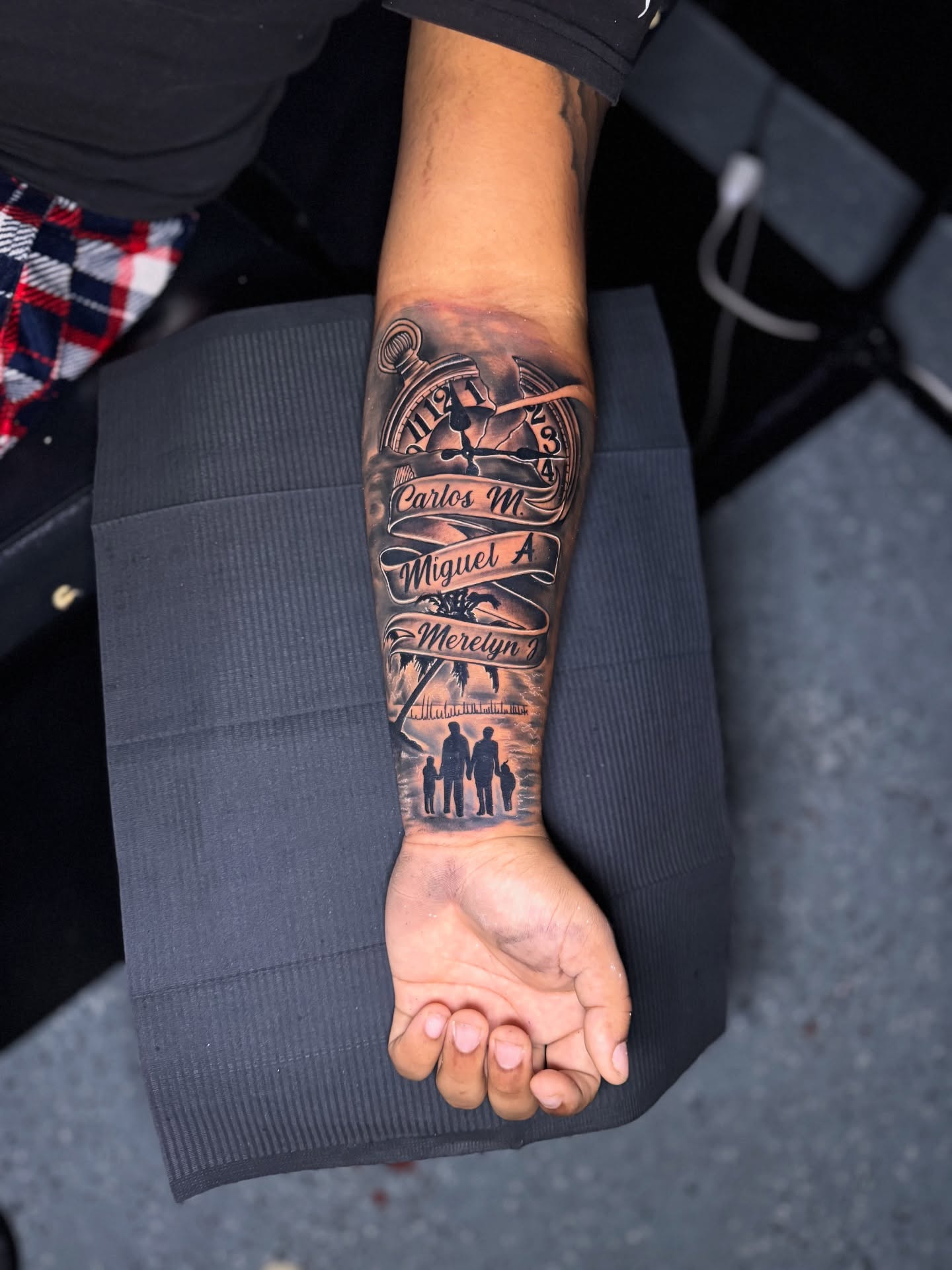 Pocket Watch and Family Names Tattoo family tattoos tattoo