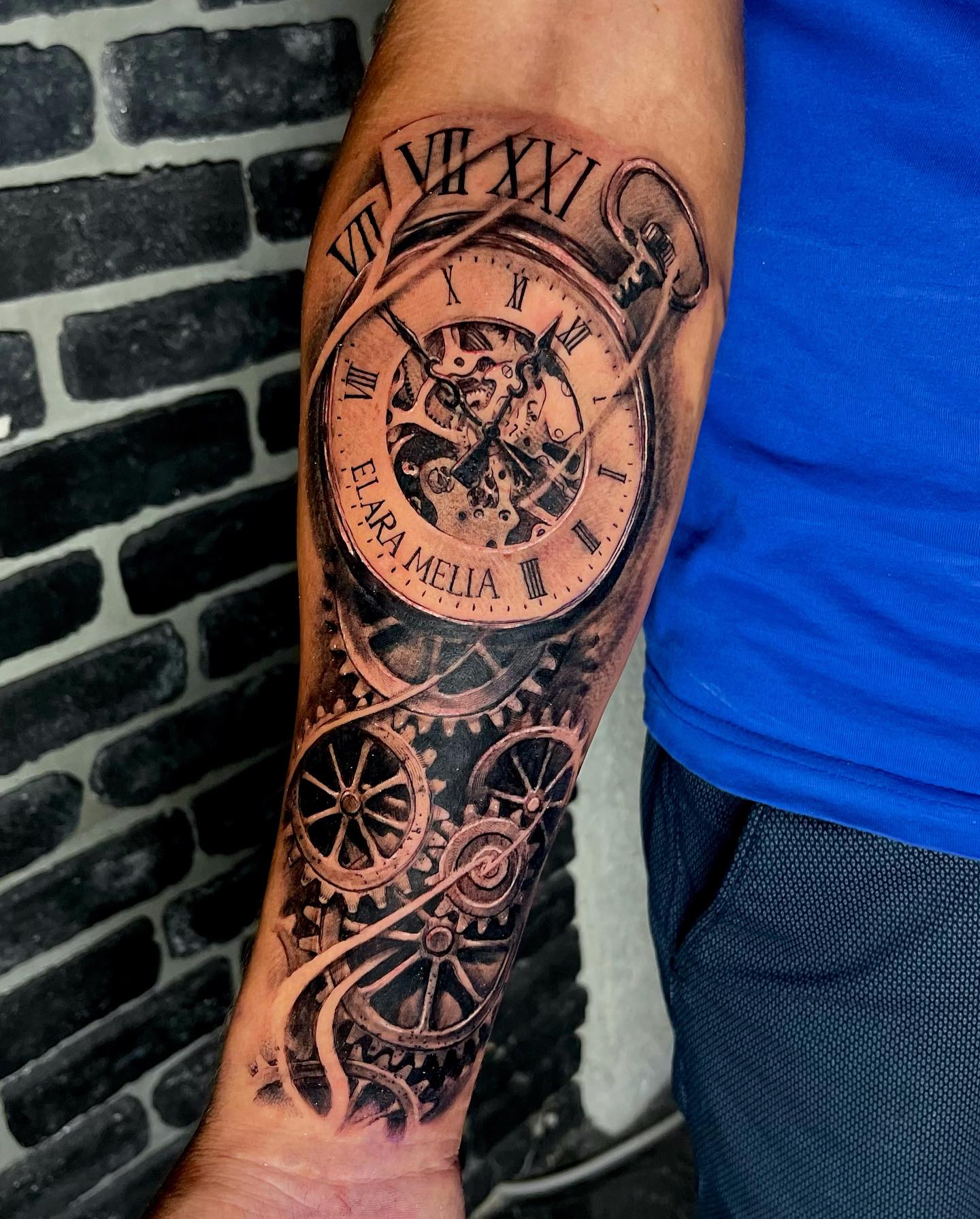 Heart Birth Clock Tattoo With Baby Footprints birth clock tattoos tattoo