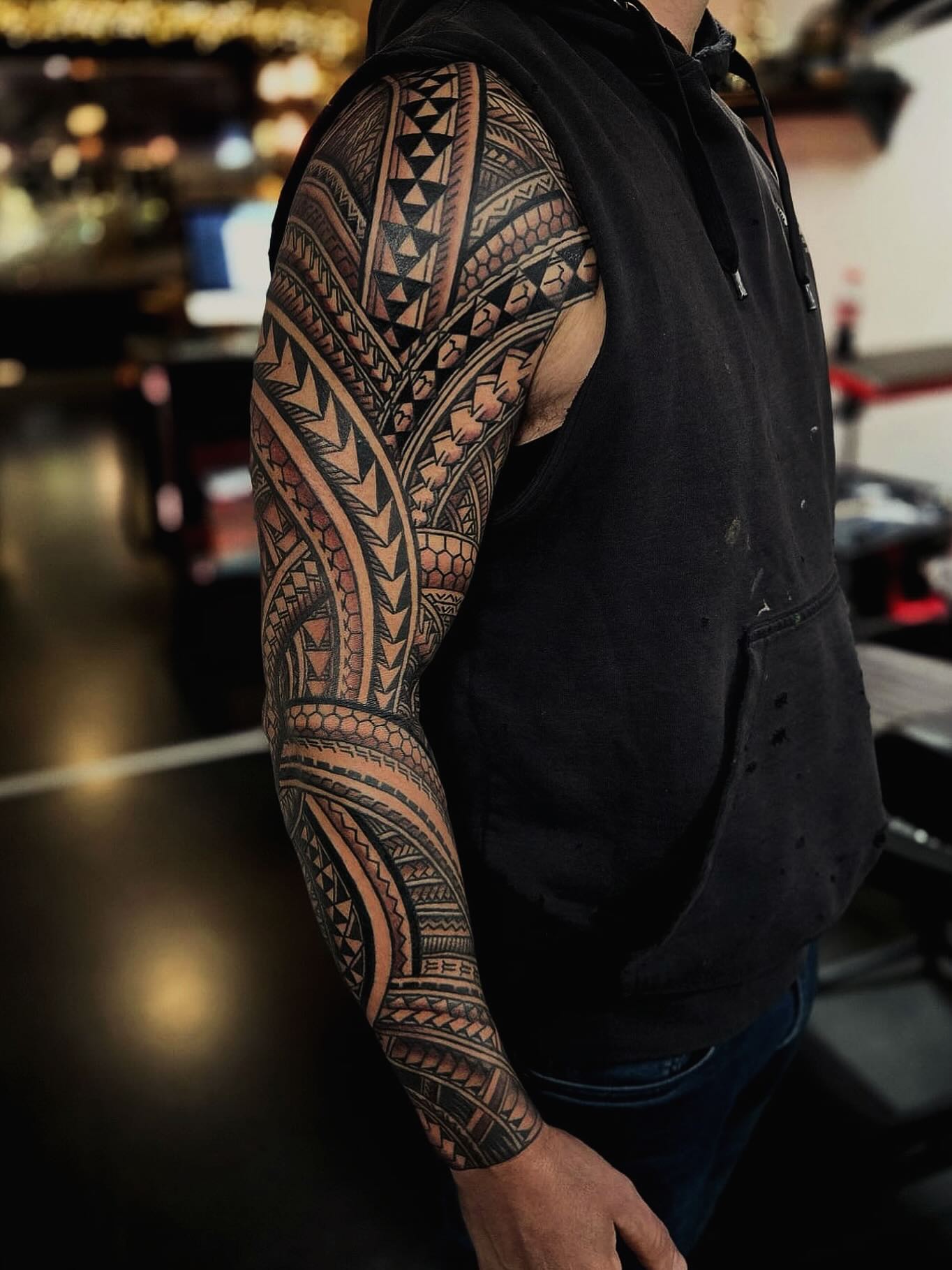 Full Polynesian Sleeve Tattoo